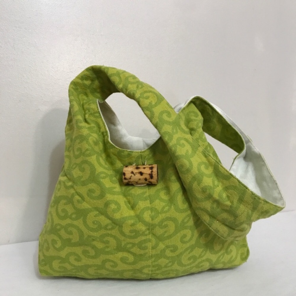 Chartreuse Vine Floral PRT Fabric Mini ShoulderBag